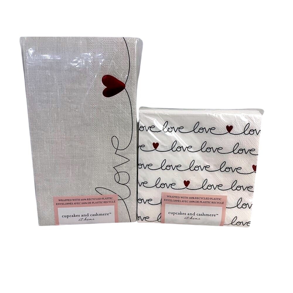Cupcakes and Cashmere Valentine Napkin Set - Guest & Cocktail Sets 80‎ Brand NEW